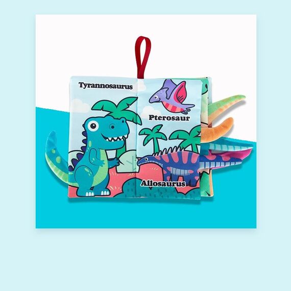 Baby Early Education Libro di stoffa con coda tridimensionale Libro giocattolo per bambini Coda di dinosauro (4 pagine)