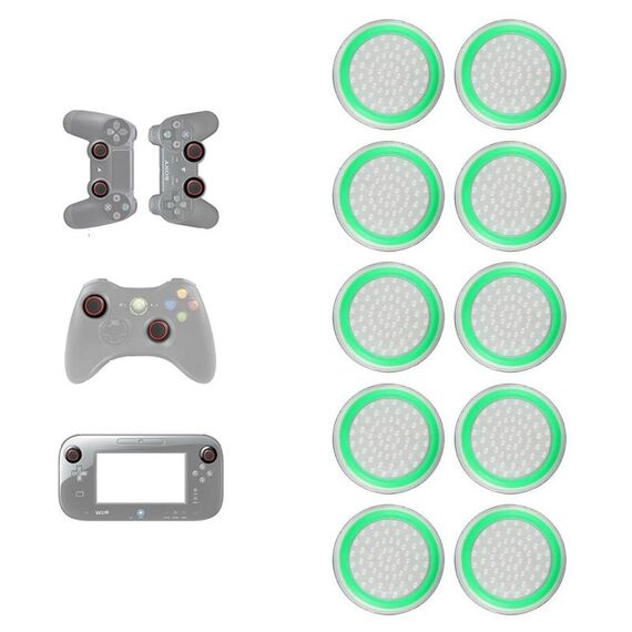 10 PCS Gamepad In Silicone Pulsante Luminoso Cap Rocker Cap Per PS5/PS4/PS3/ONE/360/PRO/serie X/S (verde chiaro trasparente)