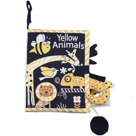 Libro di stoffa di coda Libro di stoffa 3D per l'educazione della prima infanzia (nero e giallo Ainmal)