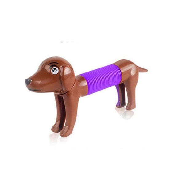 Giocattolo del tubo telescopico di decompressione del puzzle del cane retrattile 5 pezzi (marrone)