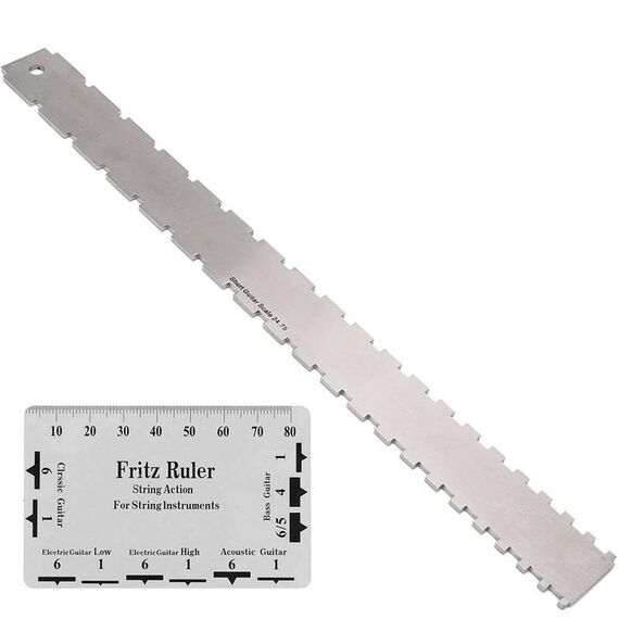 Righello per manico per chitarra basso in acciaio inossidabile GNR3, stile: doppio dente + righello alto per corde