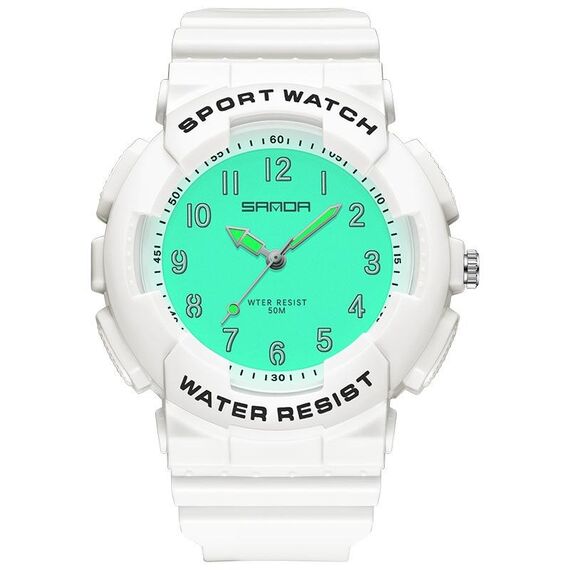 SANDA Small Fresh Digital All-match impermeabile luminoso orologio da studente (bianco)