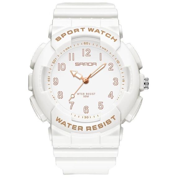 SANDA Small Fresh Digital All-match impermeabile luminoso orologio da studente (oro rosa bianco)