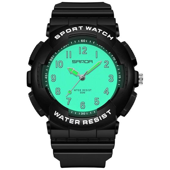 SANDA Small Fresh Digital All-match impermeabile luminoso orologio da studente (nero bianco)