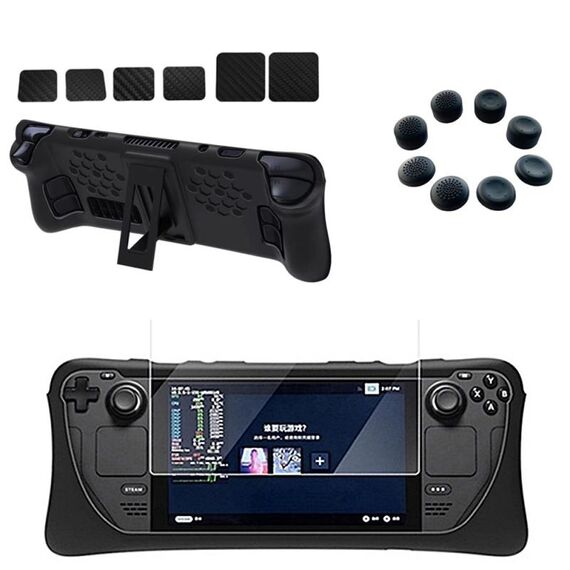 Custodia protettiva in silicone per console di gioco Steam Deck con supporto