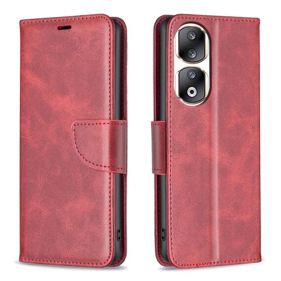 Per Honor 90 Pro Custodia in pelle di agnello con texture in puro colore Flip (Rosso)