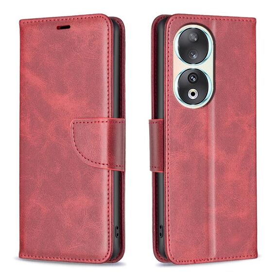 Per Honor 90 5G Custodia in pelle di agnello con texture in puro colore Flip (Rosso)