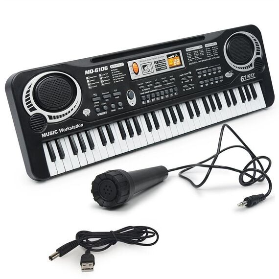 MQ6106 Giocattolo per bambini con organo elettronico multifunzionale a 61 tasti con microfono, specifiche: ricarica USB