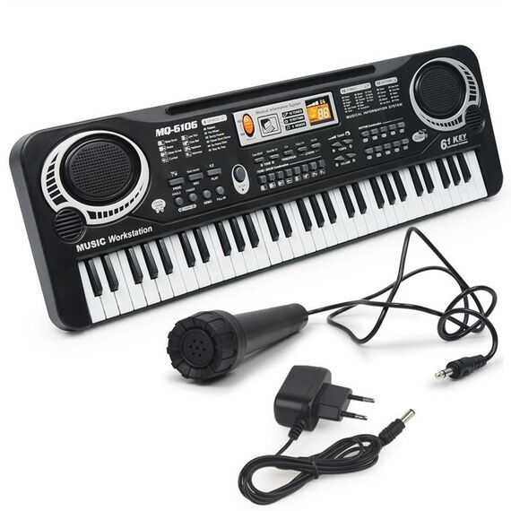MQ6106 Giocattolo per bambini con organo elettronico multifunzionale a 61 tasti con microfono, specifiche: spina europea