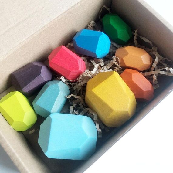 10 Grani Colore Faggio Bambini Primi Insegnamenti Pila di Blocchi di Pietra Pila di Legno Giocattoli di Pietra