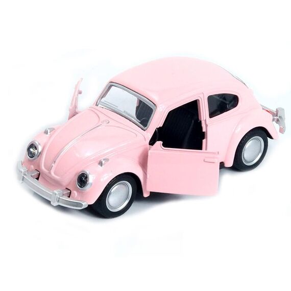 1:36 Beetle Classic Car Porta aperta Modello di auto in lega Tirare indietro Macchinina per bambini (rosa chiaro)