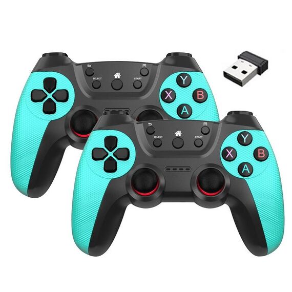 KM-029 2.4G Uno per due doppi Controller wireless Supporto PC / Linux / Android / TVbox (verde menta)