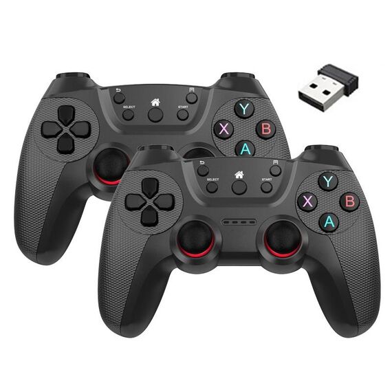 KM-029 2.4G Uno per due doppi Controller wireless Supporto PC / Linux / Android / TVbox (Battle Grey)