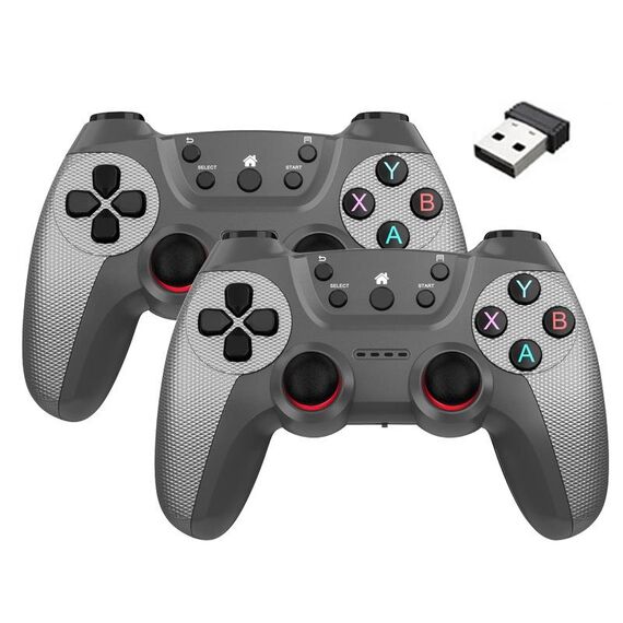 KM-029 2.4G Uno per due doppi Controller wireless Supporto PC / Linux / Android / TVbox (argento elegante)
