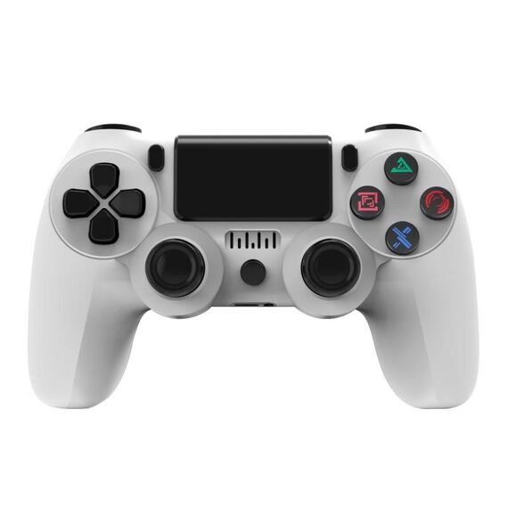Per controller di gioco Bluetooth wireless PS4 con maniglia di gioco a doppia vibrazione con striscia luminosa (bianco)