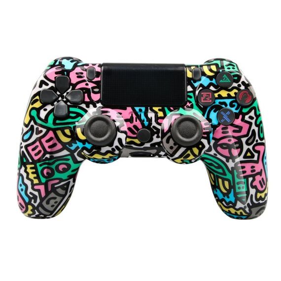 Per controller di gioco Bluetooth wireless PS4 con maniglia di gioco a doppia vibrazione con striscia luminosa (lettera)