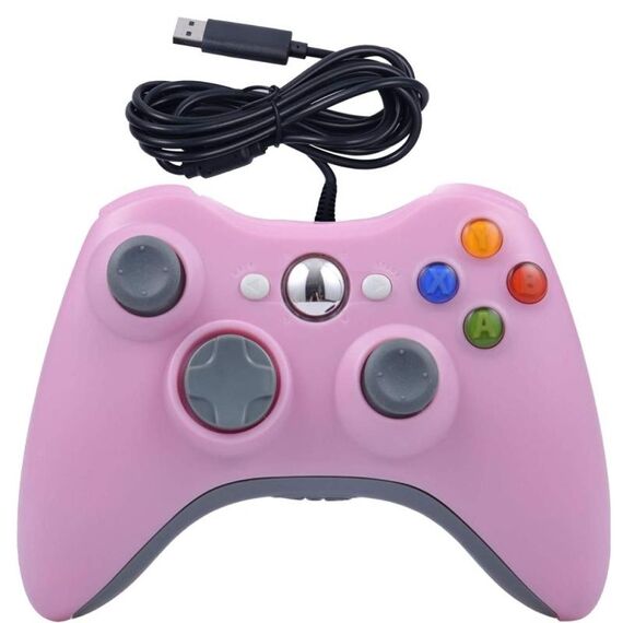 Per console XBOX 360 e PC Gamepad cablato USB a doppia vibrazione (rosa)