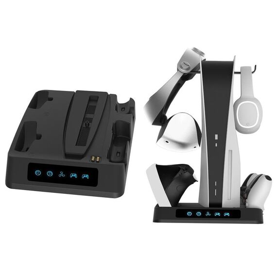 Per caricatore per sedile gamepad PSVR2 / PS5 con base di dissipazione del calore multifunzionale con luce display