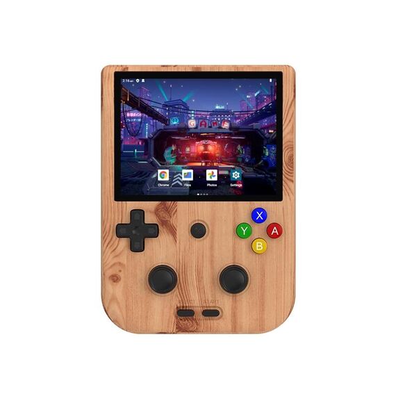 ANBERNIC RG405V 256G 4242 Giochi Console di gioco portatile Schermo IPS da 4 pollici Sistema Android 12 T618 Giocatore di gioco a 64 bit (venatura del legno)