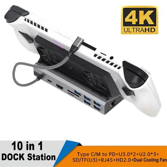 10 in 1 per ASUS ROG Ally 100W PD ricarica console di gioco supporto docking station USB 3.0 multifunzionale
