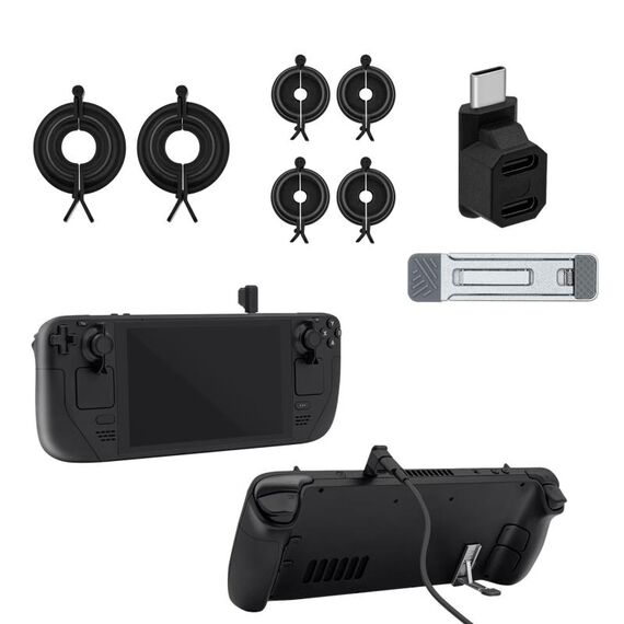 JYS JYS-SD015 8 pz/set Kit protettivo Raptor con staffa per Switch / Switch OLED / Switch Lite / Steam Deck (Nero)