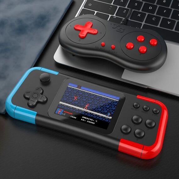 Console di gioco portatile retrò A12 da 3,0 pollici HD con schermo colorato e 666 giochi integrati, modello: Double Red Blue