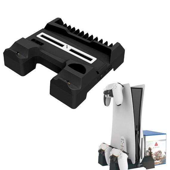 Per PS5 iplay Rack di stoccaggio con staffa base di ricarica e raffreddamento a doppio posto (nero)