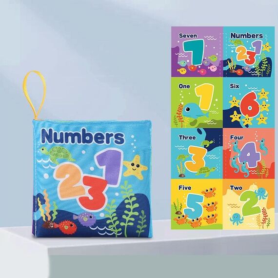 Libro in stoffa per bambini, con fruscio antistrappo, libri silenziosi per bambini, stile: cognizione dei numeri