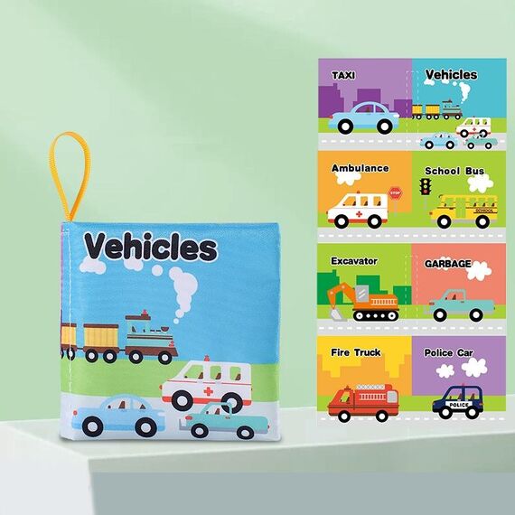 Libro in stoffa per bambini, con fruscio antistrappo, libri silenziosi per bambini, stile: trasporto