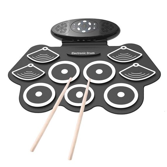 W562 Set di 7 tamburi spessi in silicone tamburi arrotolati a mano tamburi jazz strumenti a percussione tamburi elettronici