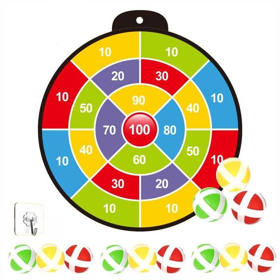 Giocattoli con palline bersaglio appiccicose per interni ed esterni per l'asilo con 12 palline, stile: numeri a 100 punti