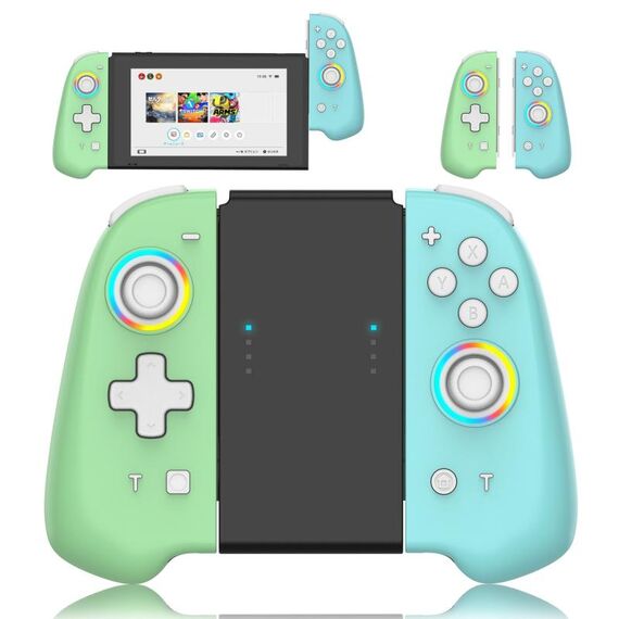Per Switch Joycon con luce colorata Maniglia sinistra e destra (pulsante bianco)