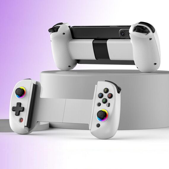 D8 Cellulare Stretch Band Light Gamepad Dual Hall Wireless Bluetooth Somatic Vibration Grip per PC / Android / IOS / Tablet / PS3 / PS4 / Switch, Colore: bianco