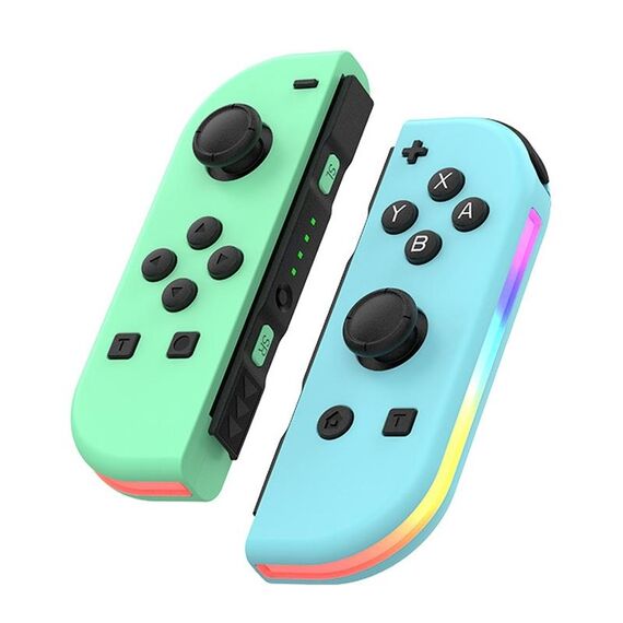 JOY-02 Maniglia da gioco sinistra e destra con luci RGB Body Feel Bluetooth Gamepad per Switch / Switch OLED / Switch Pro / Switch Lite / Switch Joycon (Verde Blu)
