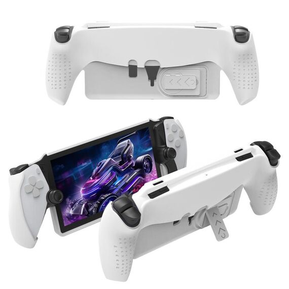 Per PlayStation Portal Maniglia JYS Custodia protettiva in TPU con supporto (bianco)