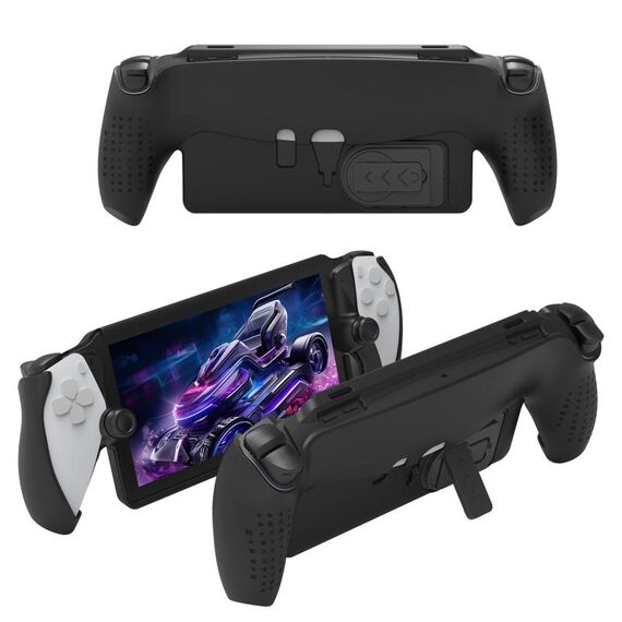 Per PlayStation Portal Maniglia JYS Custodia protettiva in TPU con supporto (nero)