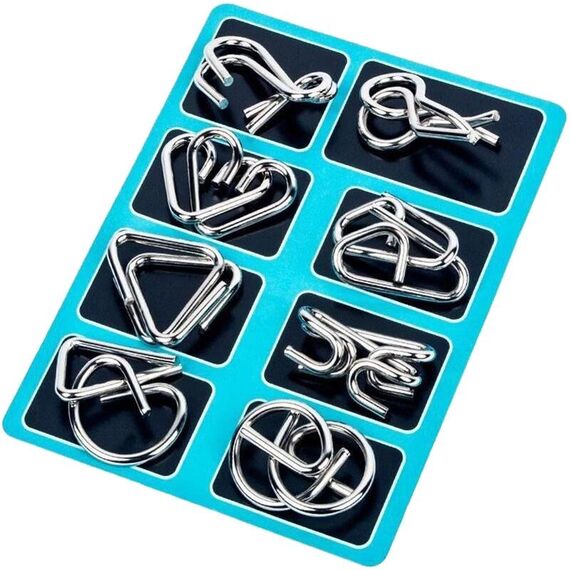 8 pezzi/set Intelligenza che sblocca i giocattoli educativi per bambini Nove anelli consecutivi Lu Ban Lock, stile: modello B blu