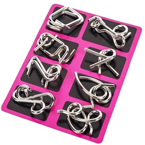 8 pezzi/set Intelligenza che sblocca i giocattoli educativi per bambini Nove anelli consecutivi Lu Ban Lock, stile: modello C rosa