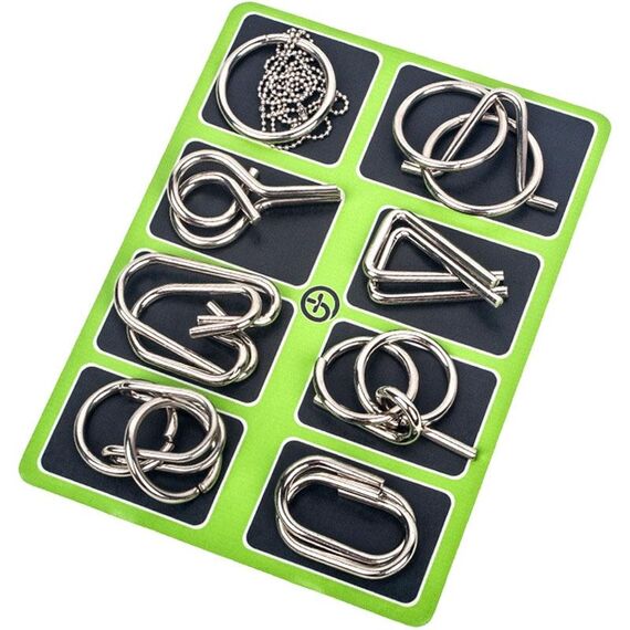 8 pezzi/set Intelligenza che sblocca i giocattoli educativi per bambini Nove anelli consecutivi Lu Ban Lock, stile: modello D verde
