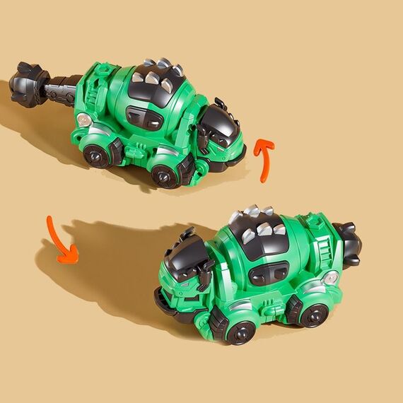 Giocattolo di incidente automatico inerziale per auto di ingegneria che trasforma dinosauri 2 in 1, colore: Mixer Truck-Ankylosaurus Green