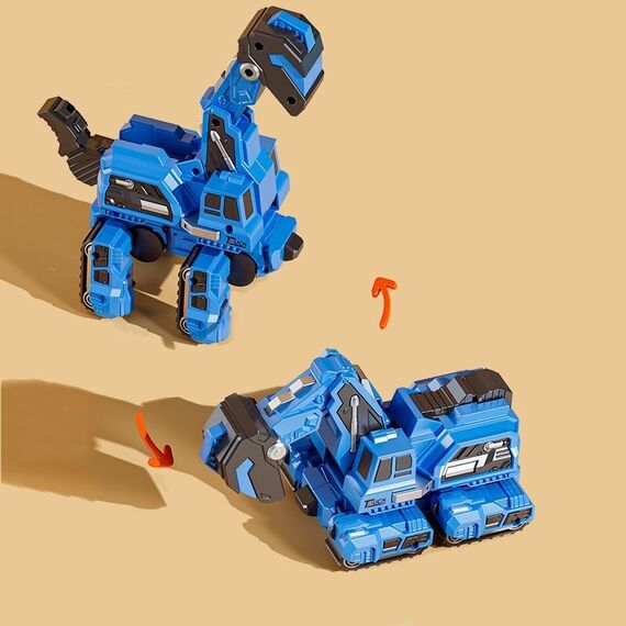 Giocattolo di incidente automatico inerziale per auto di ingegneria che trasforma dinosauri 2 in 1, colore: blu escavatore-Brachiosaurus