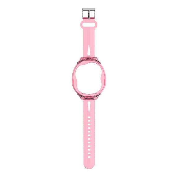 Custodia protettiva per cinturino dell'orologio integrata in silicone per Tamagotchi UNI (2023) Pet Game Machine (rosa trasparente)