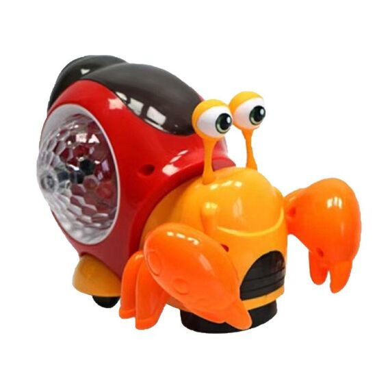 Granchio eremita strisciante Giocattoli elettrici educativi Musica universale Proiezione di luci Giocattoli per bambini dei cartoni animati (Arancione)