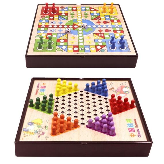 Set di giocattoli educativi per scacchiera educativa per bambini multifunzionali in legno modello 2 in 1 B