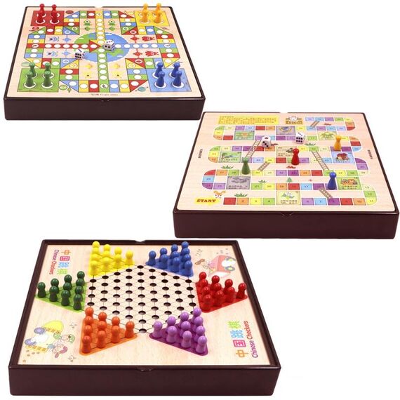 Set di giocattoli educativi per scacchiera educativa per bambini interattivi multifunzionali 3 in 1 in legno modello genitore-figlio