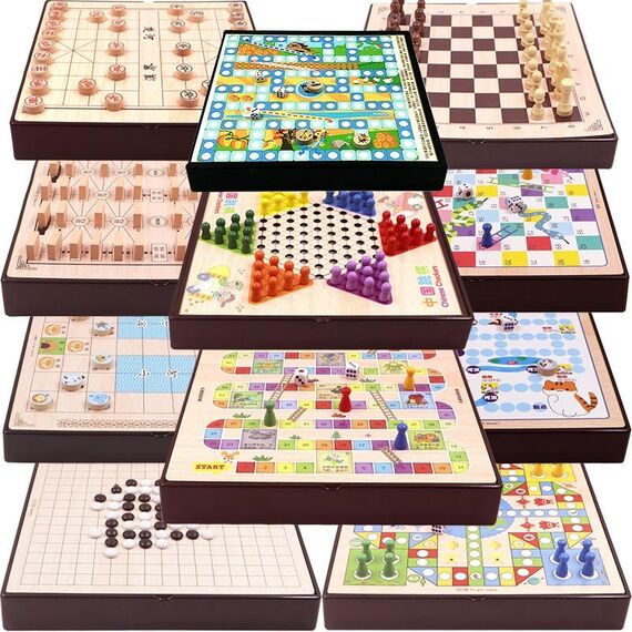 Set di scacchi educativi per bambini interattivi multifunzionali in legno 11 in 1. Genitore-figlio