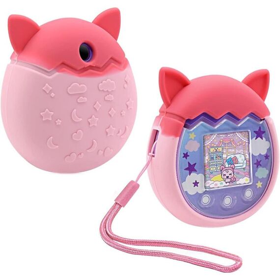 Per Tamagotchi Pix Cartoon Console di gioco per animali domestici elettronici Custodia protettiva in silicone antiscivolo e anticaduta (rosa)