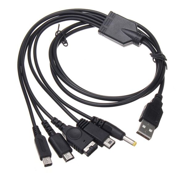 Cavo di ricarica USB 5 in 1 per Wii U / NEW 3DSXL / NEW 3DS / NDS LITE SP / PSP
