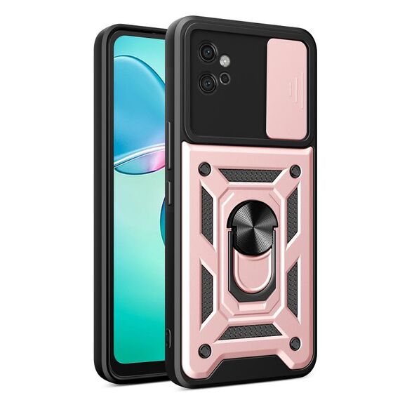 Per Motorola Moto G32 Custodia scorrevole per fotocamera con design TPU ibrido per PC (oro rosa)