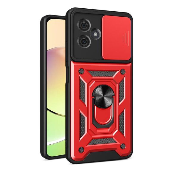 Per Motorola Moto G54 5G EU Custodia scorrevole per fotocamera con design TPU ibrido per PC(Rosso)